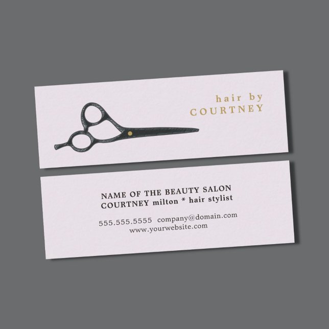 Modern Clean Elegant Grey Scissors Hair Stylist Mini Business Card (Creator Uploaded)