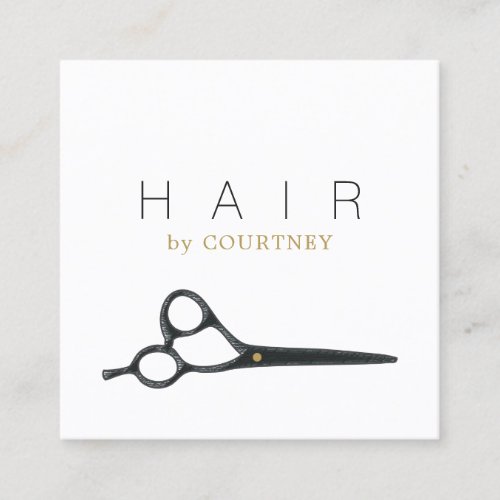 Modern Clean Elegant White Grey Hair Stylist Square Business Card