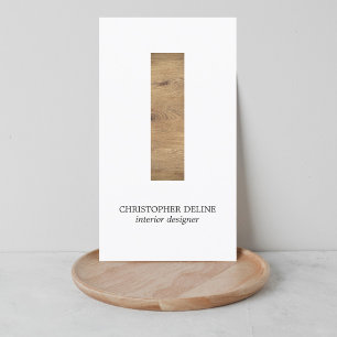 Modern Clean Elegant Wood Stripe Interior Designer Business Card