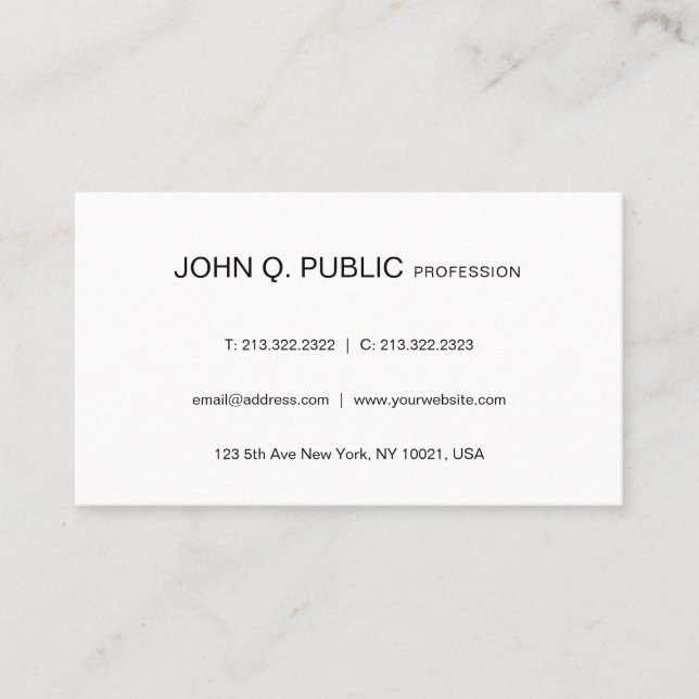 Modern Clean Graphic Design Sophisticated Plain Business Card (Front)