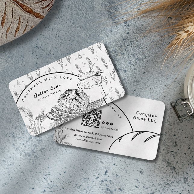 Modern Clean Hand Sketch Sourdough Homemade Bread Business Card (Modern Clean Hand Sketch Sourdough Homemade Bread Business Card)