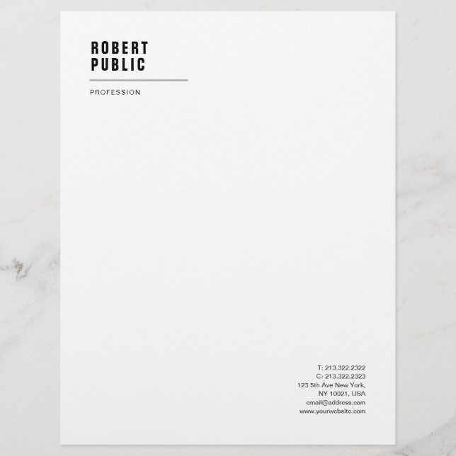 Modern Clean Initial Elegant White Professional Letterhead (Front)