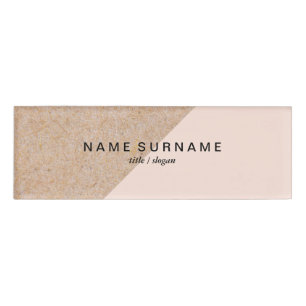 Modern Clean Kraft Image Minimalist Lt Pastel Pink Name Tag