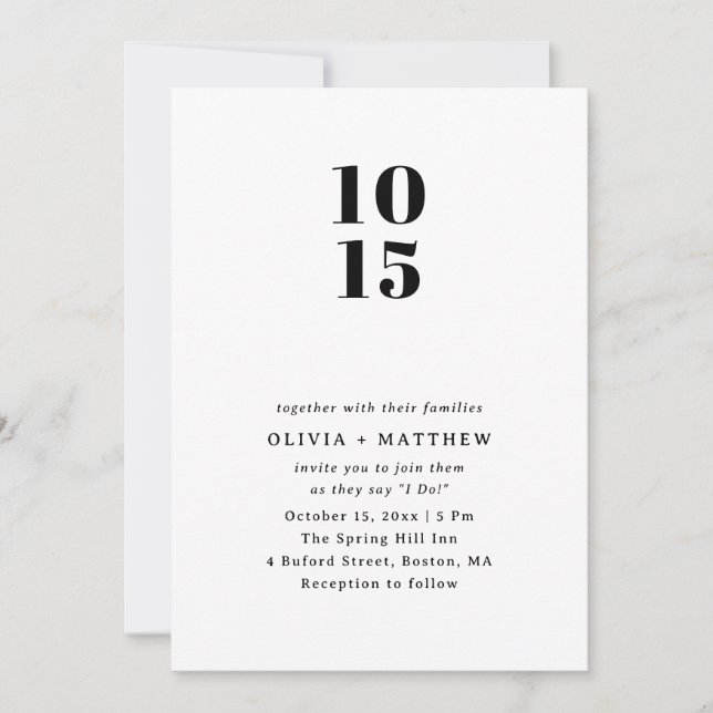 Modern Clean Minimalist Wedding | Photo + QR Code Invitation (Front)