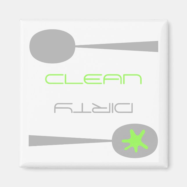 Modern Clean or Dirty Magnet for Dishwasher. (Front)