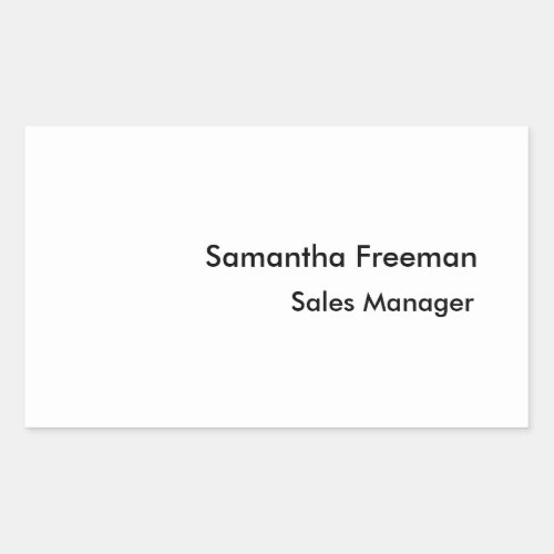 Modern Clean Plain Black  White Minimalist Rectangular Sticker