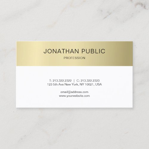 Modern Clean Plain Gold Look Luxury Trendy Stylish Business Card