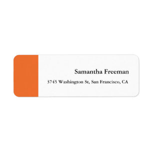 Modern Clean Plain Orange White Minimalist Label