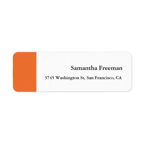 Modern Clean Plain Orange White Minimalist Label