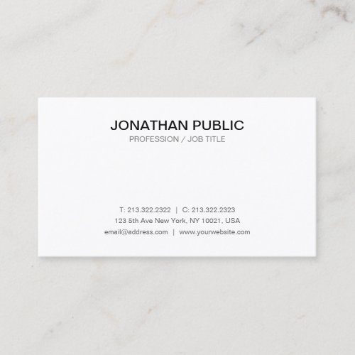 Modern Clean Plain Professional Sophisticated Business Card