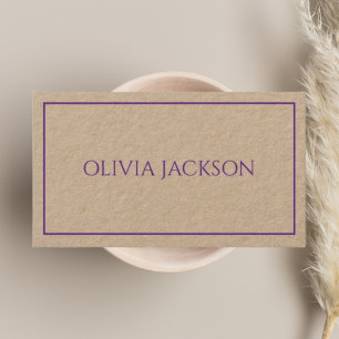 Modern Clean Purple Border Rustic Kraft Vintage Business Card