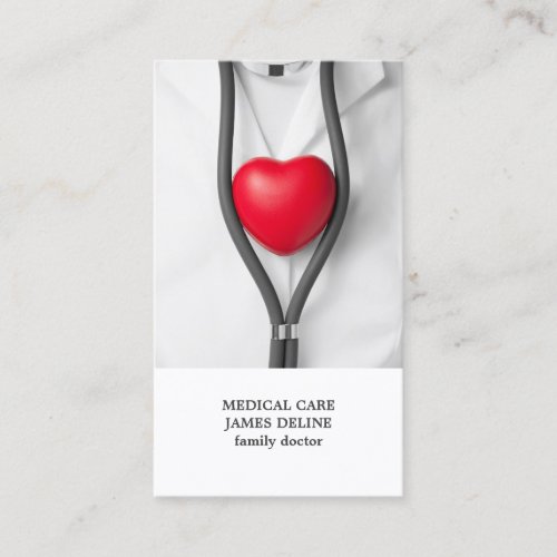 Modern Clean Red Heart Doctor Business Card