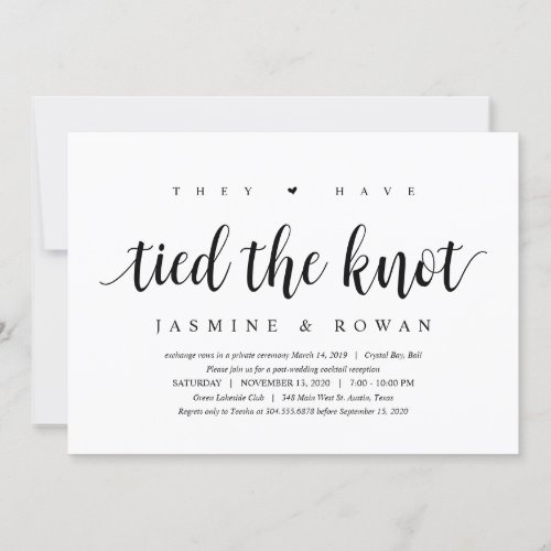 Modern Clean Rustic Black font Wedding Elopement Invitation