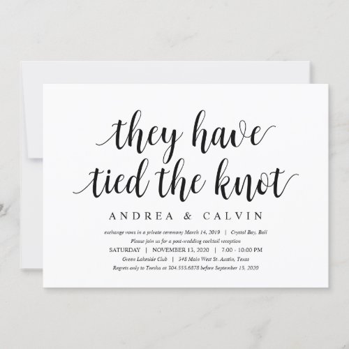 Modern Clean Rustic Black font Wedding Elopement Invitation