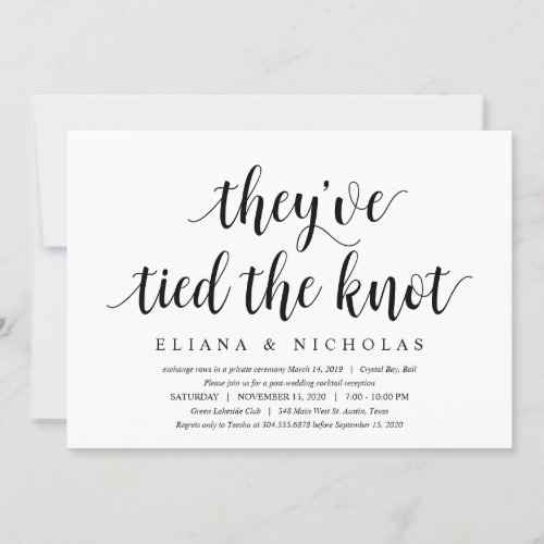 Modern Clean Rustic Black font Wedding Elopement Invitation