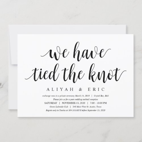 Modern Clean Rustic Black font Wedding Elopement Invitation