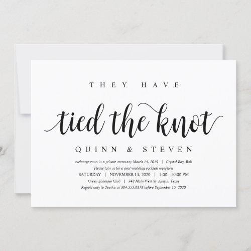 Modern Clean Rustic Black font Wedding Elopement Invitation