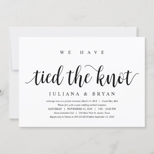 Modern Clean Rustic Black font Wedding Elopement Invitation