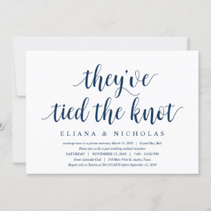 Modern Clean Rustic, Navy font, Wedding Elopement Invitation