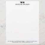 Modern Clean Simple Minimalist Monogram Business Letterhead<br><div class="desc">Looking for mailing accessories for your business? Check out this Modern Clean Simple Minimalist Monogram Business Letterhead</div>