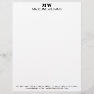 Modern Clean Simple Minimalist Monogram Business Letterhead