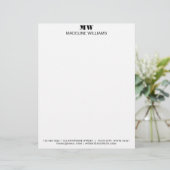 Modern Clean Simple Minimalist Monogram Business Letterhead (Standing Front)