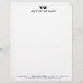 Modern Clean Simple Minimalist Monogram Business Letterhead (Front/Back)