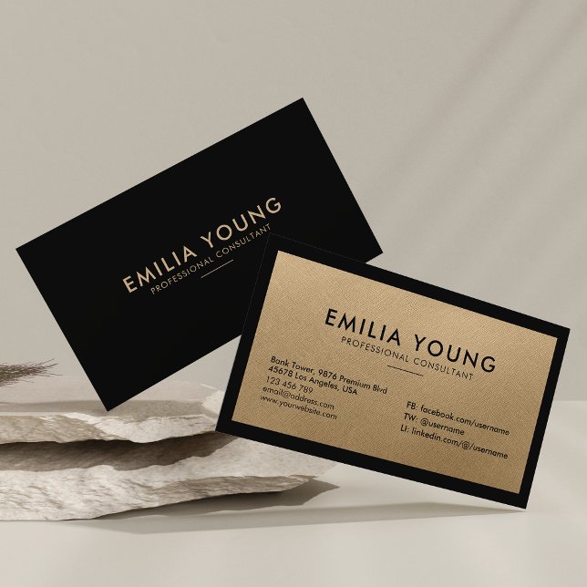 Modern Clean Simple Minimalist Professional Gold Business Card (Creator Uploaded)