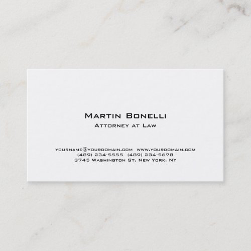 Modern Clean White Attorney at Law Business Card