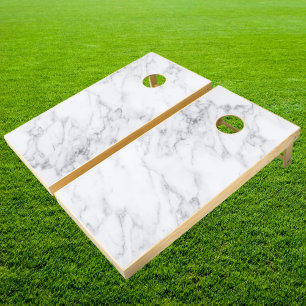 Modern Clean White Marble Stone  Cornhole Set
