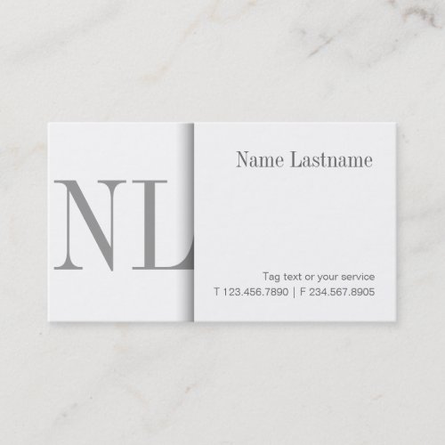 Modern Clean White Monogram Business Card
