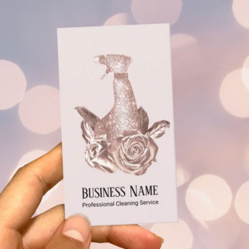 Modern Cleaning Blush Rose Gold Spray  Flowers Business Card