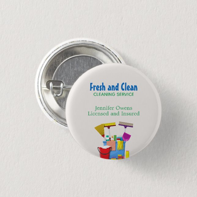 Modern Cleaning Bucket Housekeeping Service Button (Front & Back)