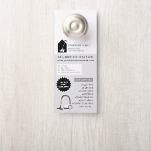 Modern Cleaning Cleaner Service Logo Gray QR Code Door Hanger