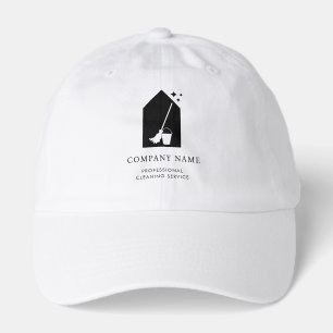 Modern Cleaning Cleaner Service Logo White Hat