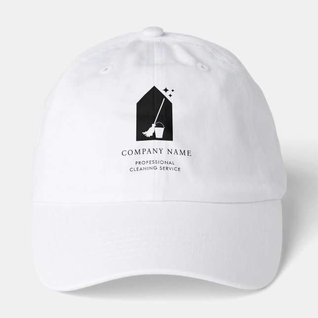 Modern Cleaning Cleaner Service Logo White Hat (Front)
