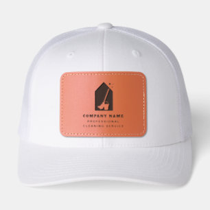 Modern Cleaning Cleaner Service Logo White Leather Patch Hat