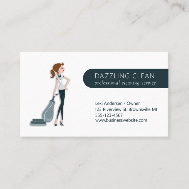 Modern Cleaning Maid House Clean Service Business Card (Front)