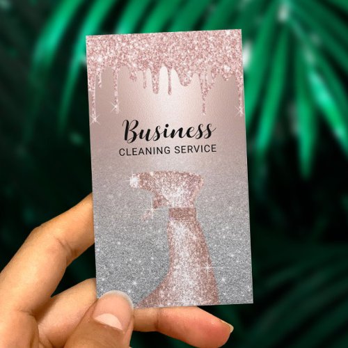 Modern Cleaning  Maid Service Rose Gold Drips  Business Card