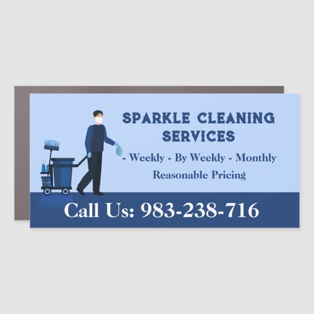 Modern Cleaning Service Business Car Magnet (Front)