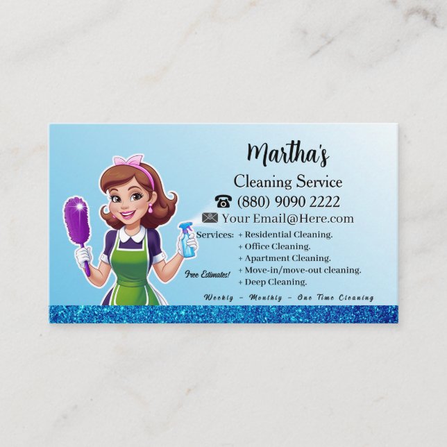 Modern Cleaning Service Business Card (Front)