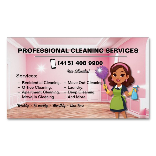 Modern Cleaning Service Business Card Magnet (Front)