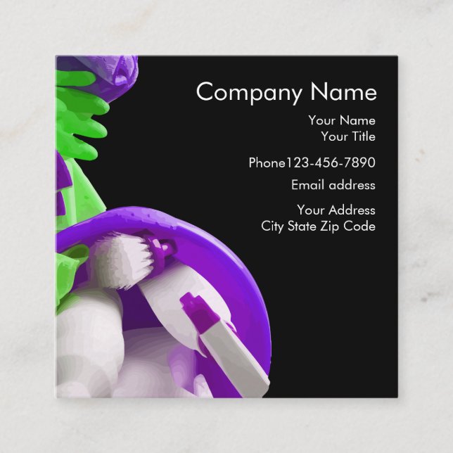 Modern Cleaning Service Square Business Card (Front)