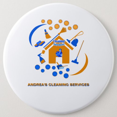 Modern Cleaning Services Company Orange Blue Logo  Button
