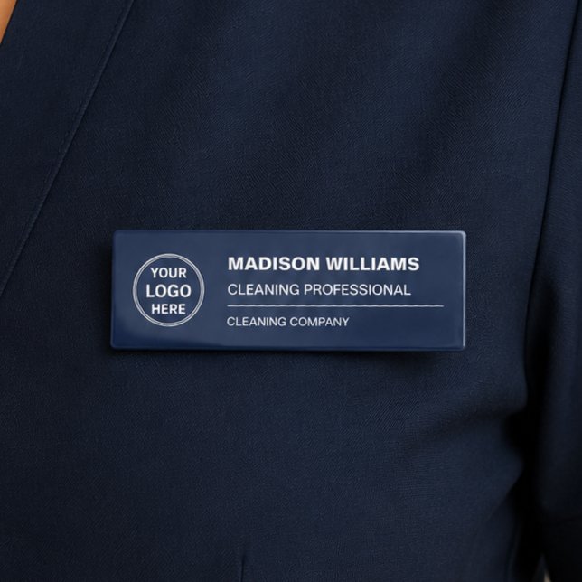 Modern Cleaning Services Logo Navy Blue Name Tag (Modern Cleaning Services Logo Navy Blue Name Tag)