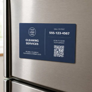 Modern Cleaning Services Logo QR Magnetic Card