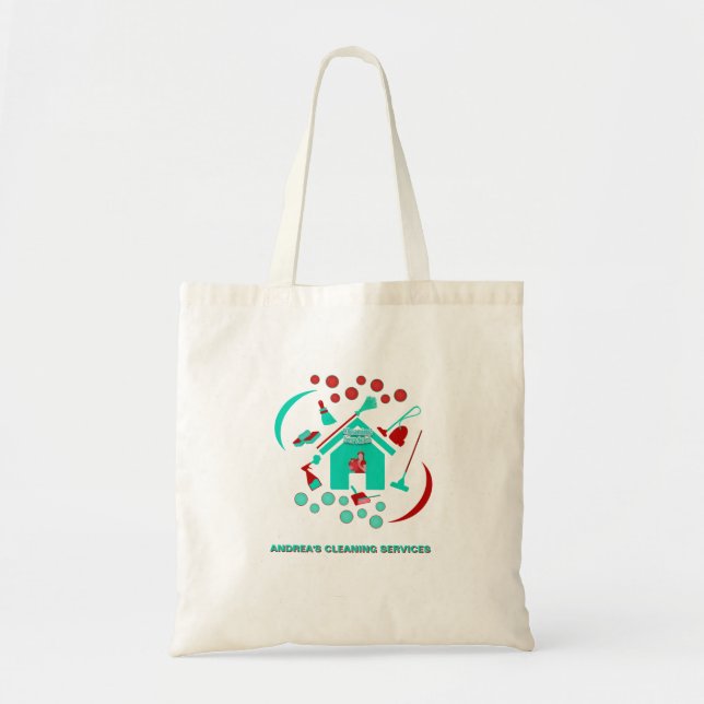 Modern Cleaning Services Logo Red & Teal Cute  Tote Bag (Front)