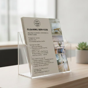 Modern Cleaning Services Photo Logo Beige Flyer
