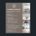 Modern Cleaning Services Photo Logo Taupe Flyer<br><div class="desc">Present your cleaning business with a polished, trustworthy look using this modern flyer design. The layout features space for your logo, and clear service details to help clients quickly understand what you offer. Its minimalist aesthetic appeals to homeowners, rental hosts, offices, and local businesses looking for reliable cleaning support. Easily...</div>