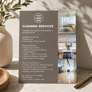 Modern Cleaning Services Photo Logo Taupe Flyer